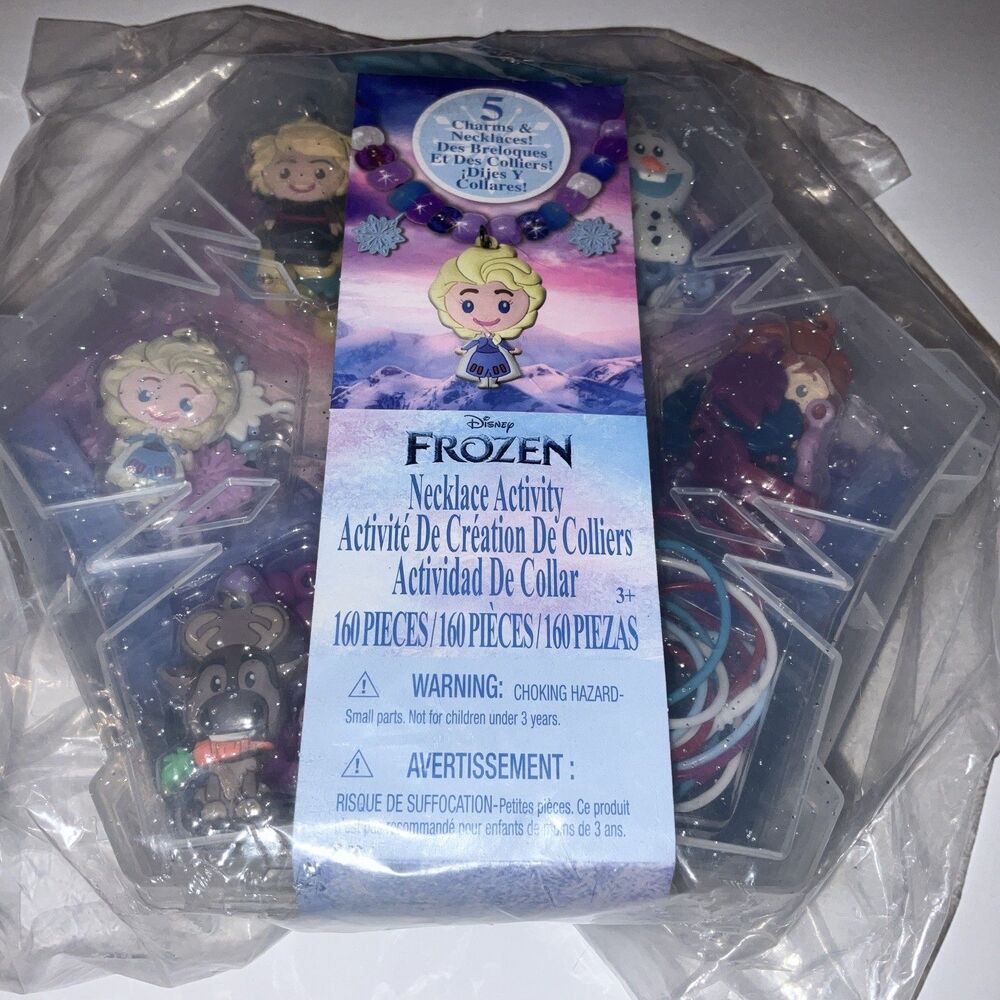 Disney Frozen Necklace Activity Set 5 Charms and Necklaces 150 Beads New Sealed